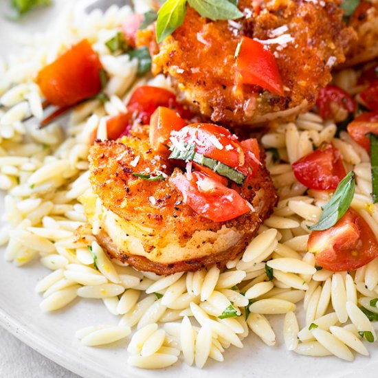 Garlic Parmesan Shrimp with Orzo