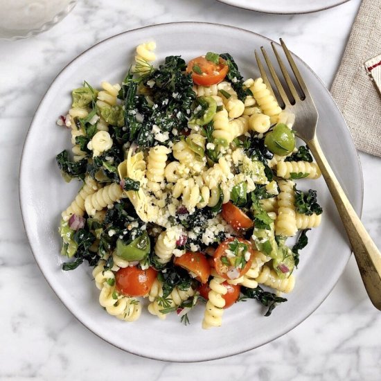 Kale Pasta Salad with Vinaigrette