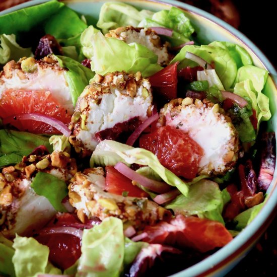 Pistachio-Crusted Goat Cheese Salad