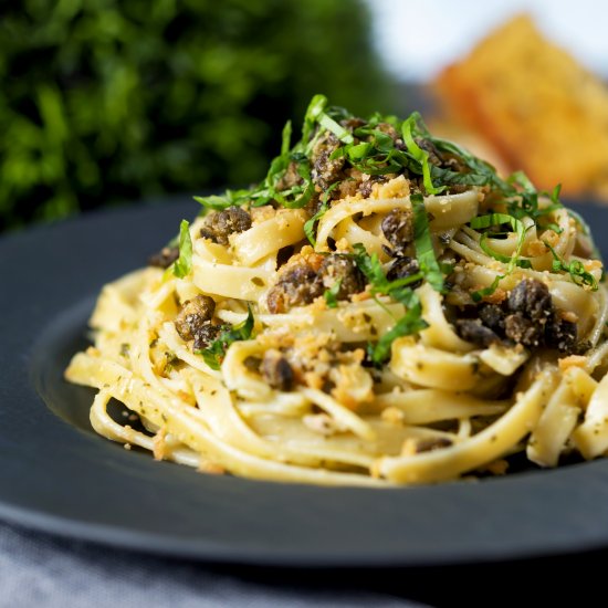 Tuna Pesto Pasta with Fried Capers