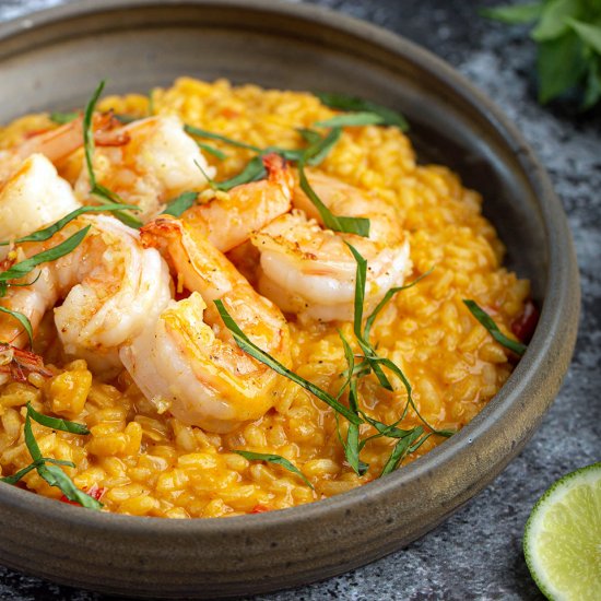 Red Curry Risotto w/ Shrimps