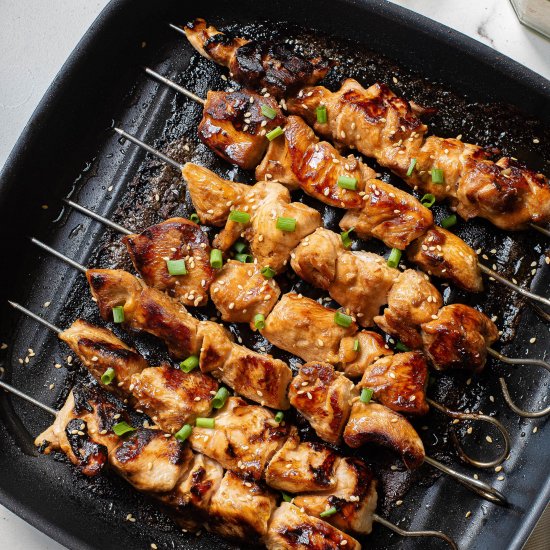 Stovetop Teriyaki Chicken Kabobs