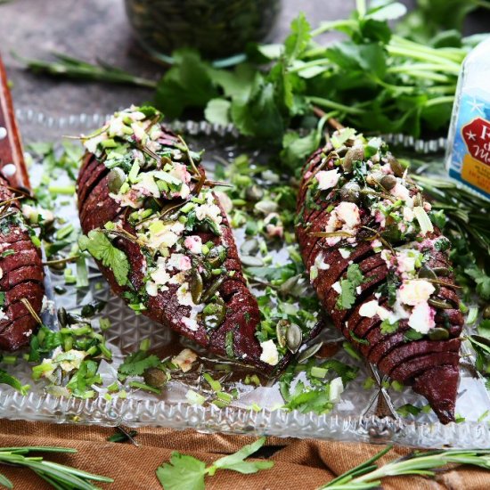 Hasselback Purple Sweet Potatoes