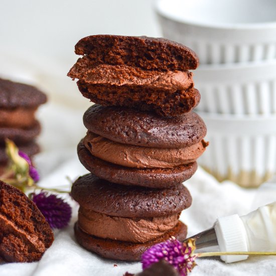 Vegan Double Chocolate Whoopie Pies