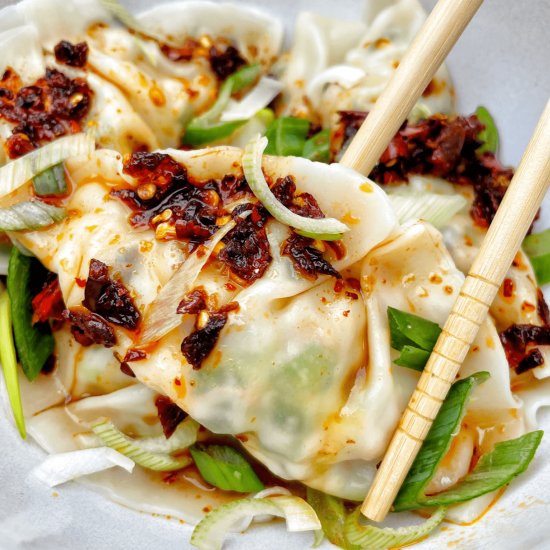 Shrimp Dumplings in Red Chili Oil