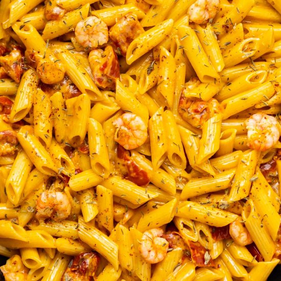 Creamy Mozzarella Shrimp Pasta