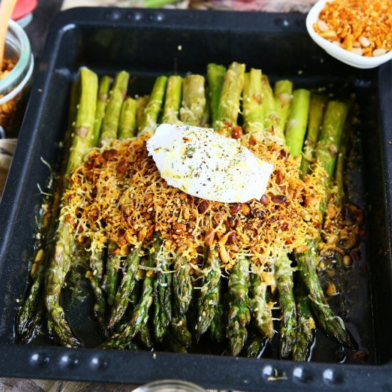 Roasted Asparagus with Pinenut Dukk