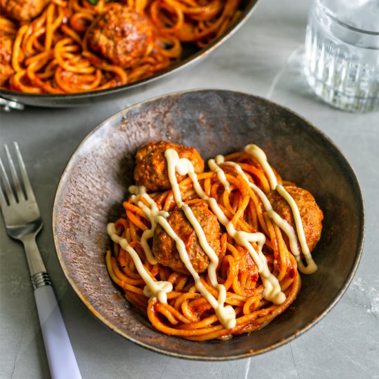 One-Pot Spicy Spaghetti Meatballs