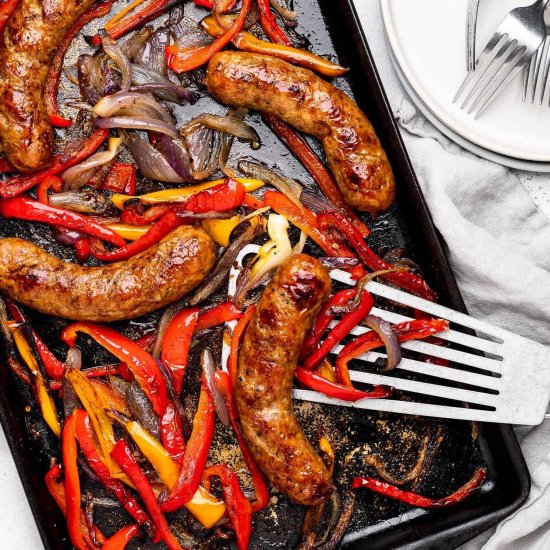 Baked Sausage, Peppers and Onions