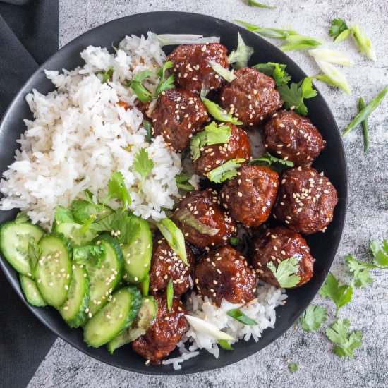 Gochujang & Maple Glazed Meatballs