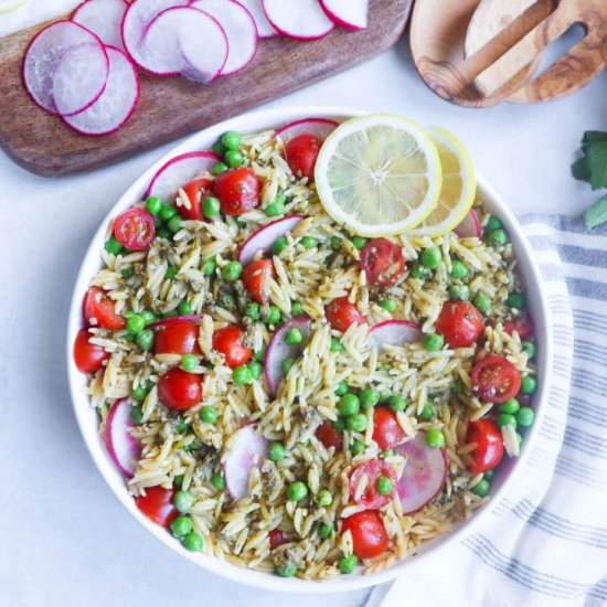 Healthy Orzo Salad with Pesto