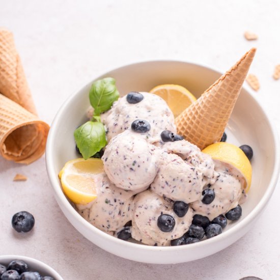 Blueberry Lemon Basil Ice Cream