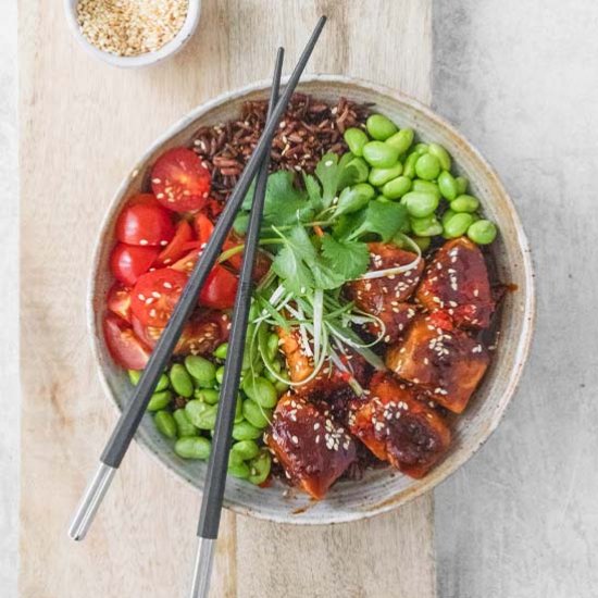 Pan Fried Salmon Teriyaki Bowl