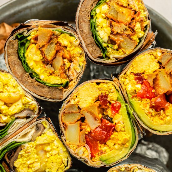 Sheet Pan Vegan Breakfast Burritos