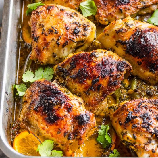 Baked Mojo Chicken Thighs