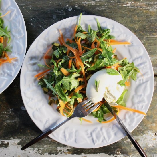 Carrot Arugula Burrata Salad