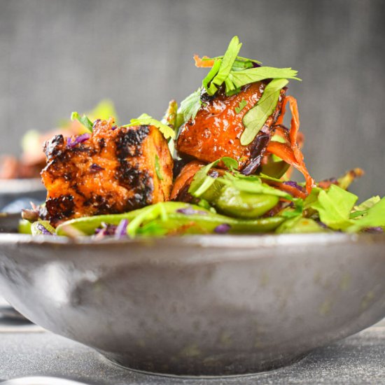 Glazed Tofu with Snap Peas