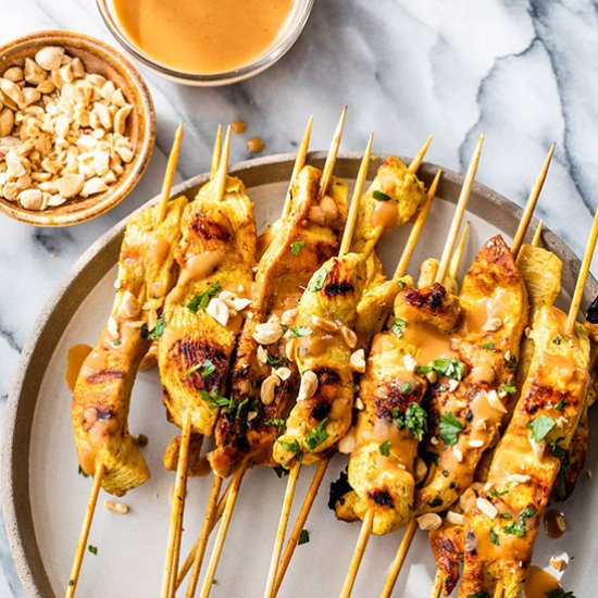 Chicken Satay w Spicy Peanut Sauce