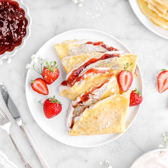 Strawberries and Cream Crepes