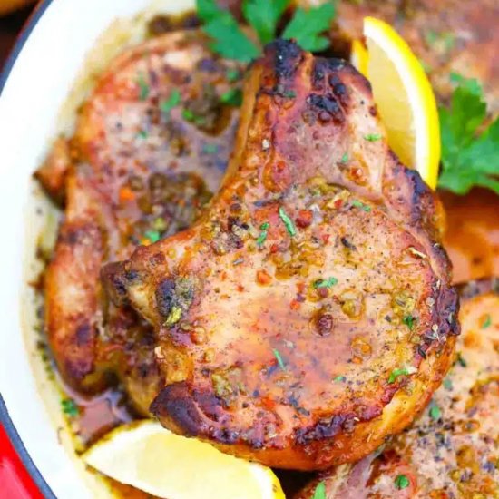 Baked Lemon Garlic Pork Chops