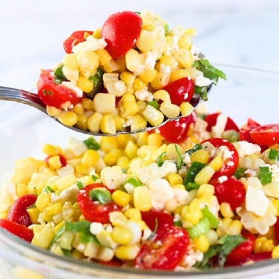 corn, tomato and feta salad