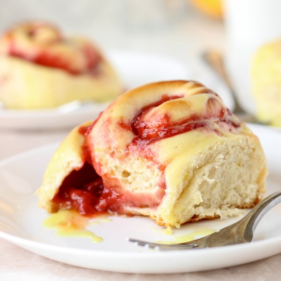 Strawberry Rolls with a Lemon Glaze