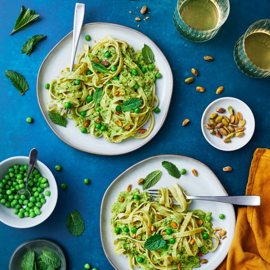 Pasta with Mint Pistachio Pesto