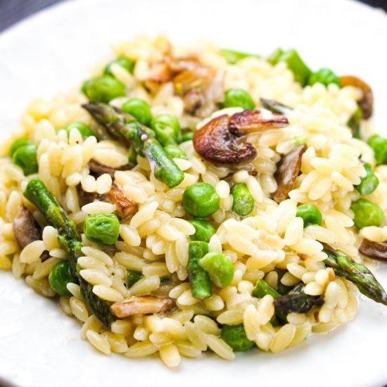 Creamy Orzo with Peas & Mushrooms