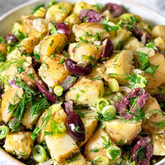 Greek Potato Salad (No Mayo!)