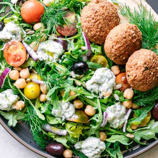 Mediterranean Arugula Falafel Salad