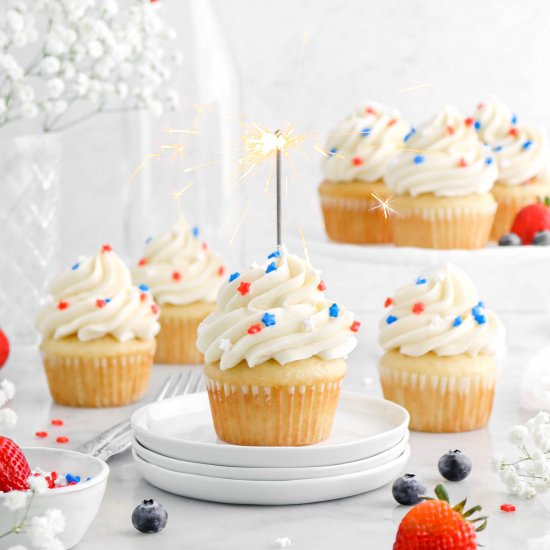 Patriotic Vanilla Cupcakes