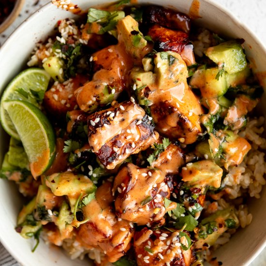 Honey Glazed Salmon Bowls