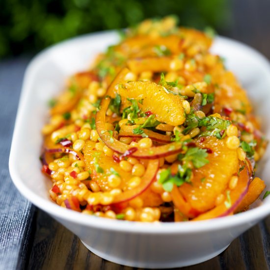 Giant Couscous Salad with Harissa