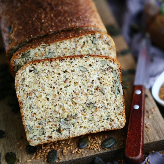 Seedy Low Carb Bread with Goat Chee