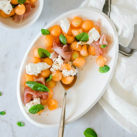 Melon Salad with Burrata and Parma