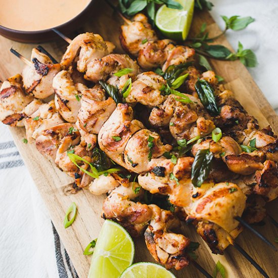 Thai Coconut Curry Chicken Kebabs