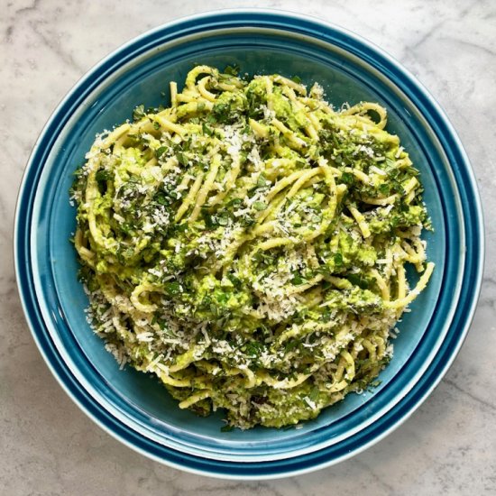 Bucatini with Asparagus Pesto