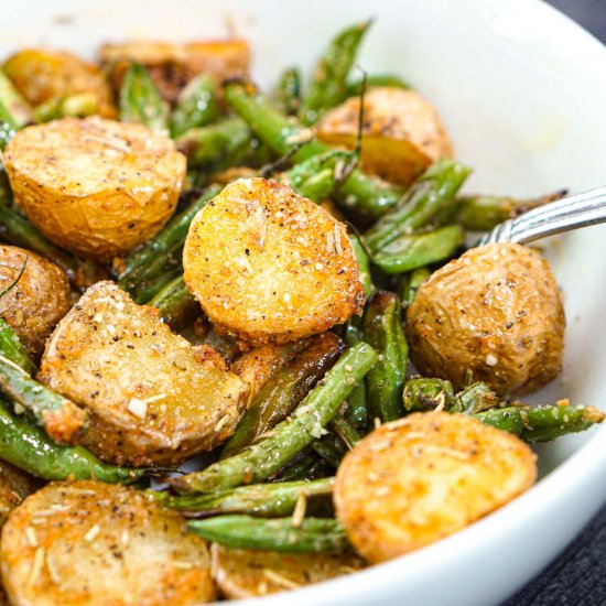 Air Fryer Parmesan Potatoes & Beans