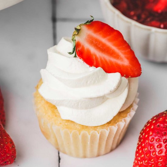 Strawberry filled cupcakes