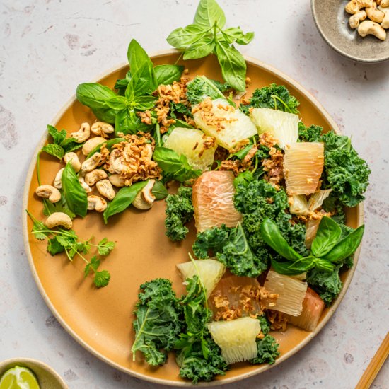 Thai Inspired Pomelo and Kale Salad