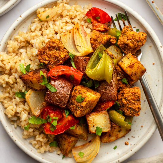 Cajun Tofu Sheet Pan Dinner