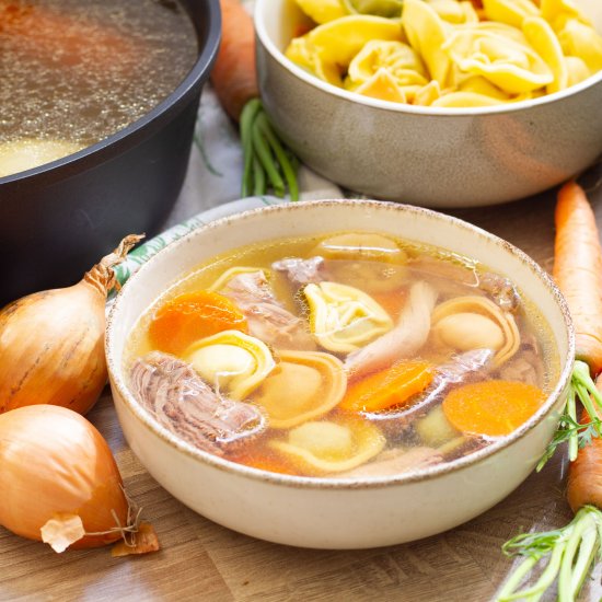 Beef and poultry broth