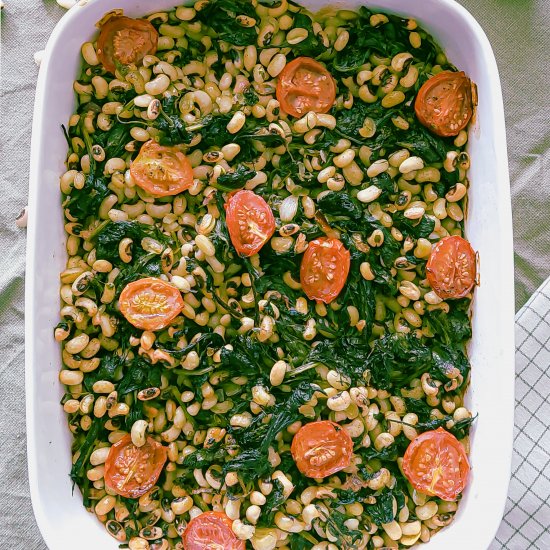 black-eyed peas with spinach tomato