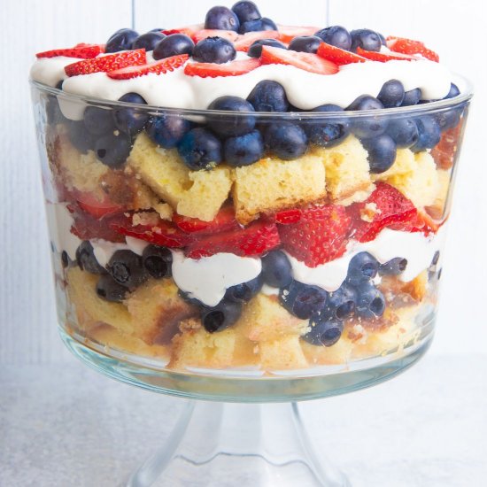 Red, White, and Blue Berry Trifle