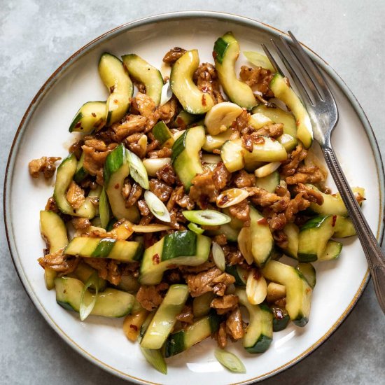 Cucumber Stir Fry With Mock Pork