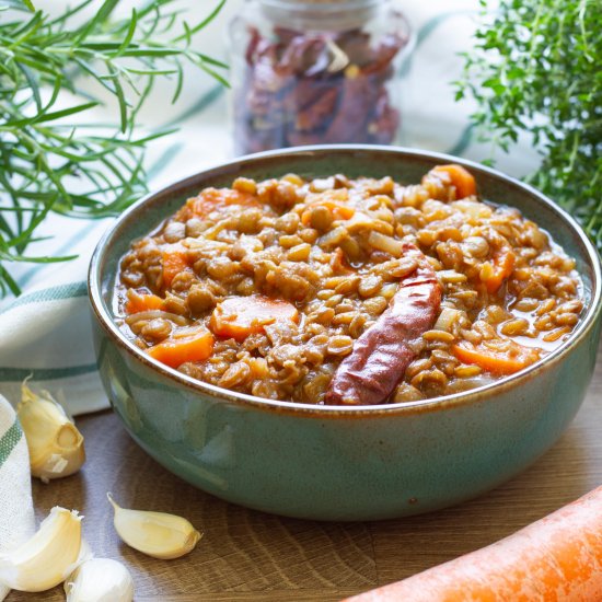 Green lentil stew