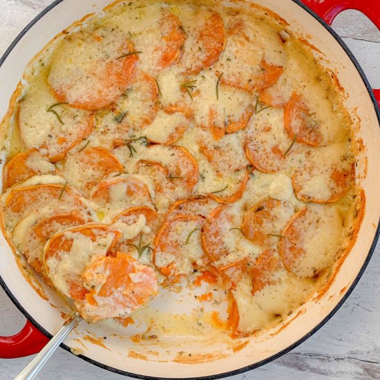 Sweet Potato and Muenster Gratin