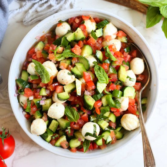 Caprese Tomato Cucumber Salad