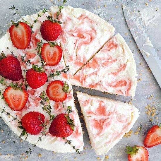 No Bake Strawberry Swirl Cheesecake