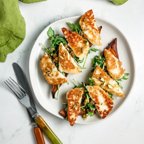 arugula halloumi sweet potato toast